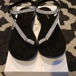 Black crystal sandals